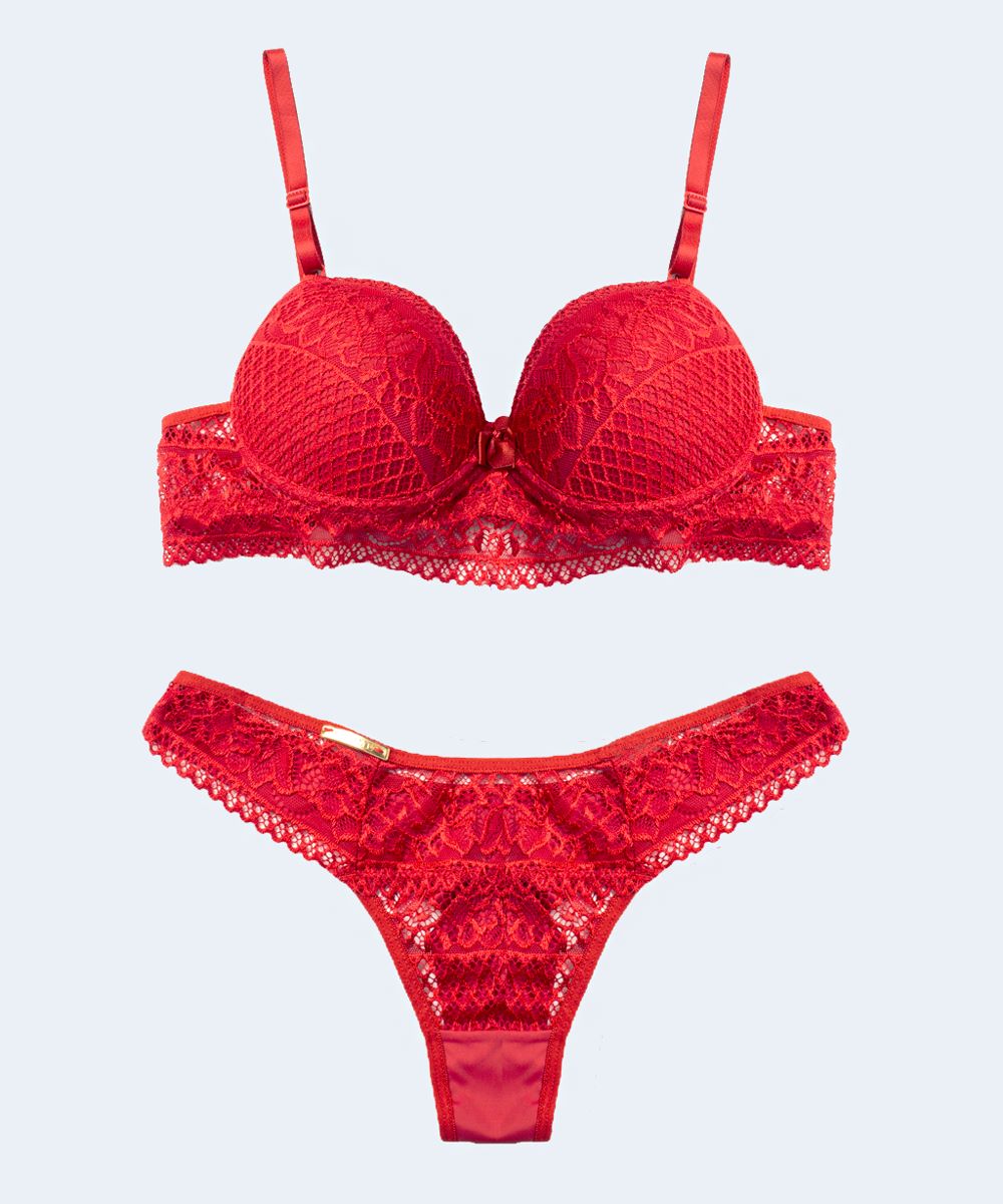 Conjunto de Renda Calcinha Fio Duplo com Microfibra - FEMME FATALLE