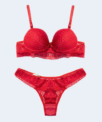 Conjunto de Renda Calcinha Fio Duplo com Microfibra - FEMME FATALLE