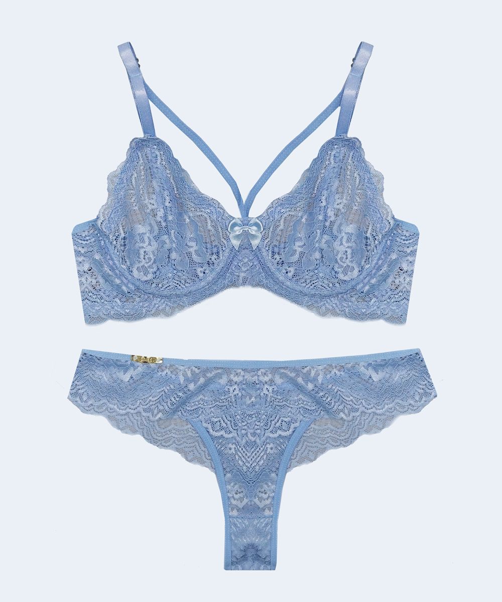 Conjunto de Renda Strappy sem Bojo e com Aro - FEMME FATALLE