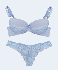 Conjunto de Microfibra com Detalhe de Renda Calcinha Fio Duplo - FEMME FATALLE