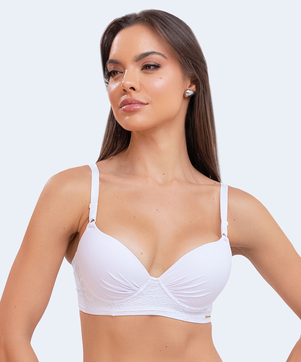 Sutiã de Microfibra com Renda Copa C Slim - SANTA PASSION