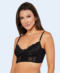 Sutiã Cropped com Renda e Tule sem Bojo com Aro - PATNER