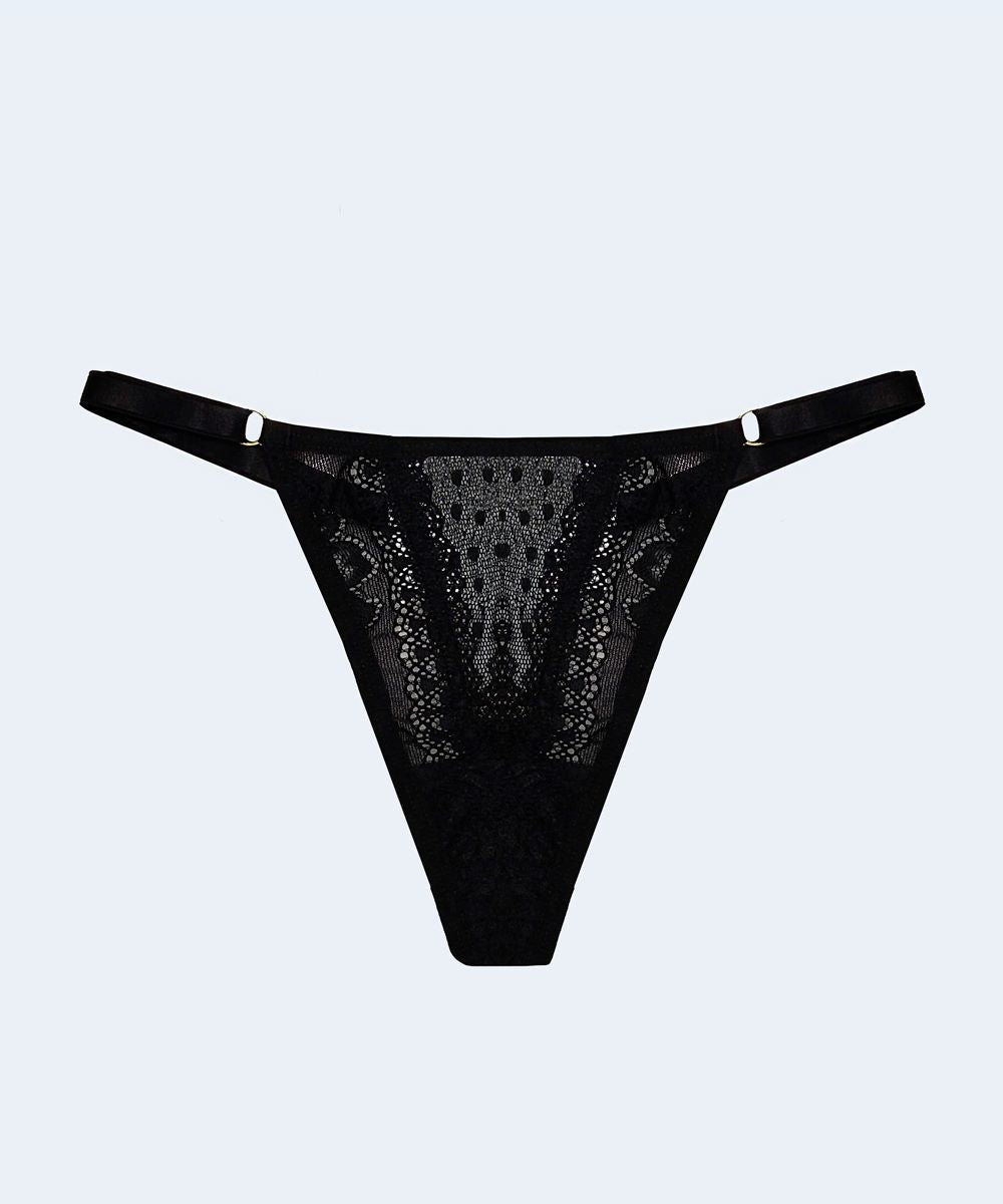 Calcinha String de Renda e Tule com Biju - MARYS LENE