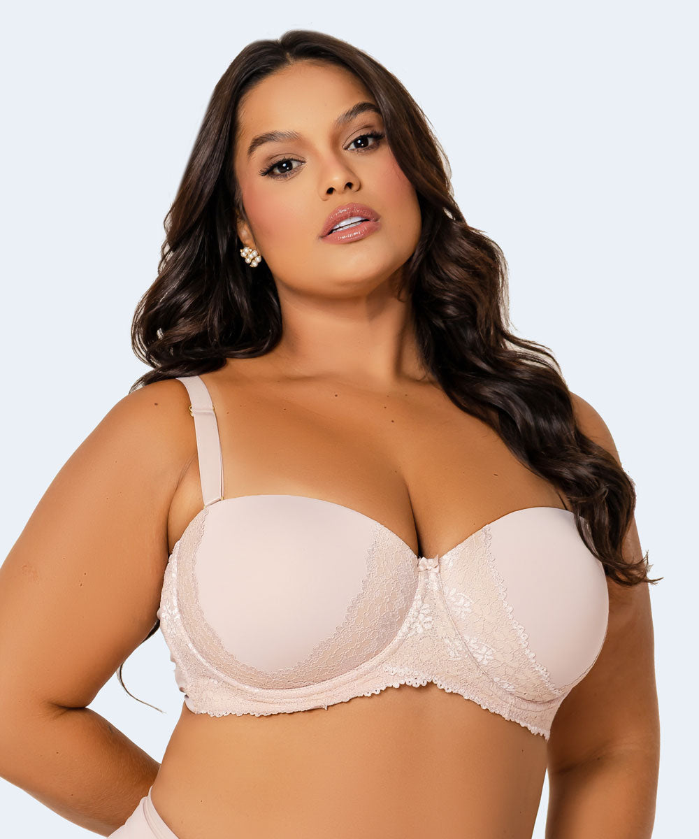 Sutiã De Microfibra Com Detalhe Em Renda Tomara Que Caia Plus Size - VI LINGERIE
