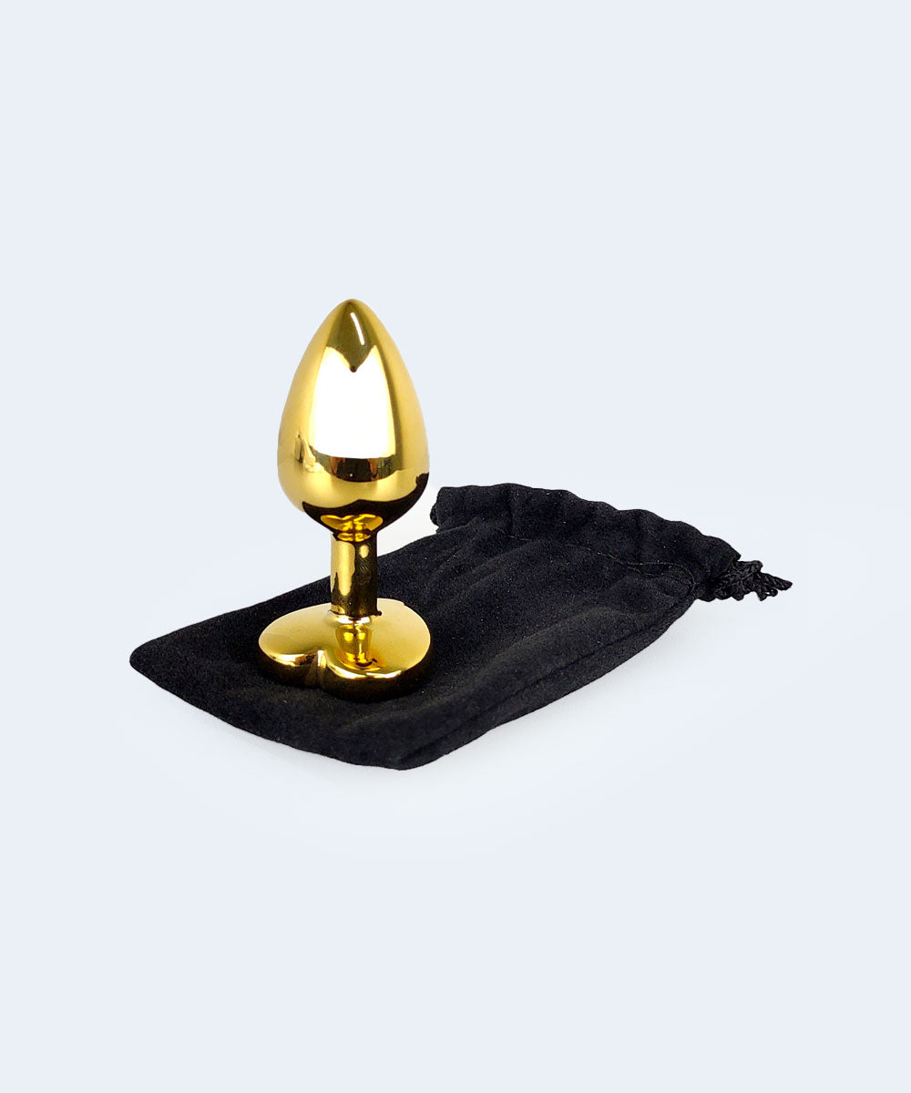 Plug Anal Dourado Cônico P com Pedra Brilhante - SEXY IMPORT