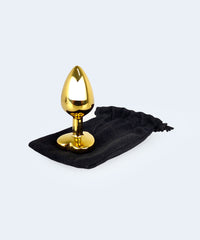 Plug Anal Dourado Cônico P com Pedra Brilhante - SEXY IMPORT