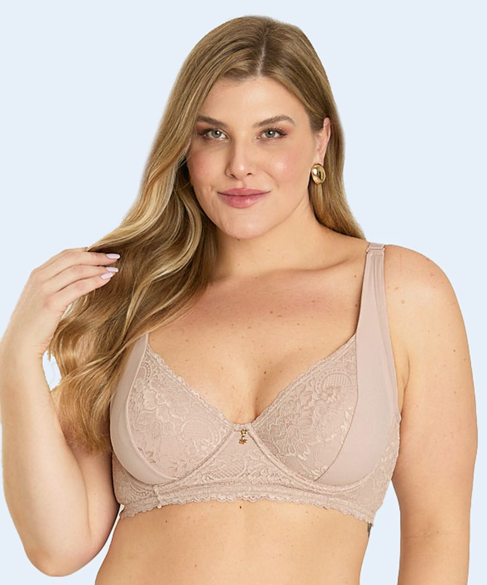 Sutiã Sem Bojo Plus Em Microfibra E Renda Com Arco - SANTA PASSION