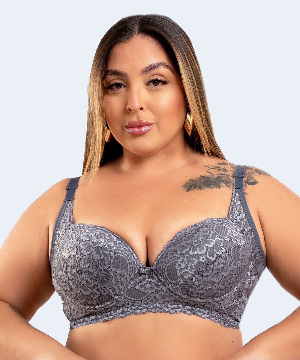 Sutiã Plus Estruturado Microfibra E Renda com Suporte - SANTA PASSION
