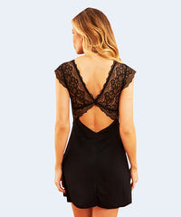 Camisola de Microfibra com Renda Larga Ombro - SANTA PASSION NOITE