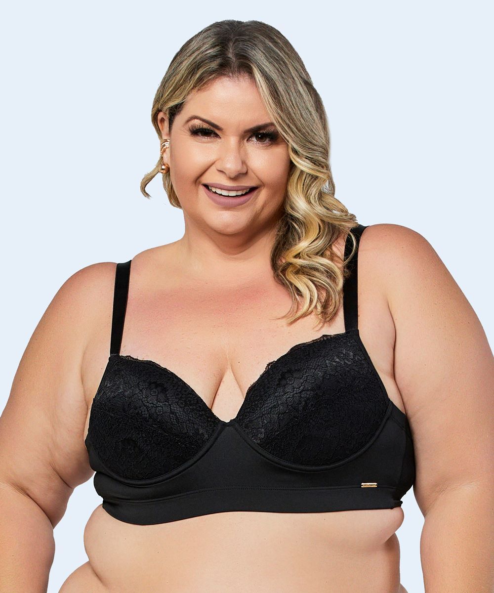 Sutiã de Microfibra com Renda Plus Size (Linha Luxurious) - SANTA PASSION