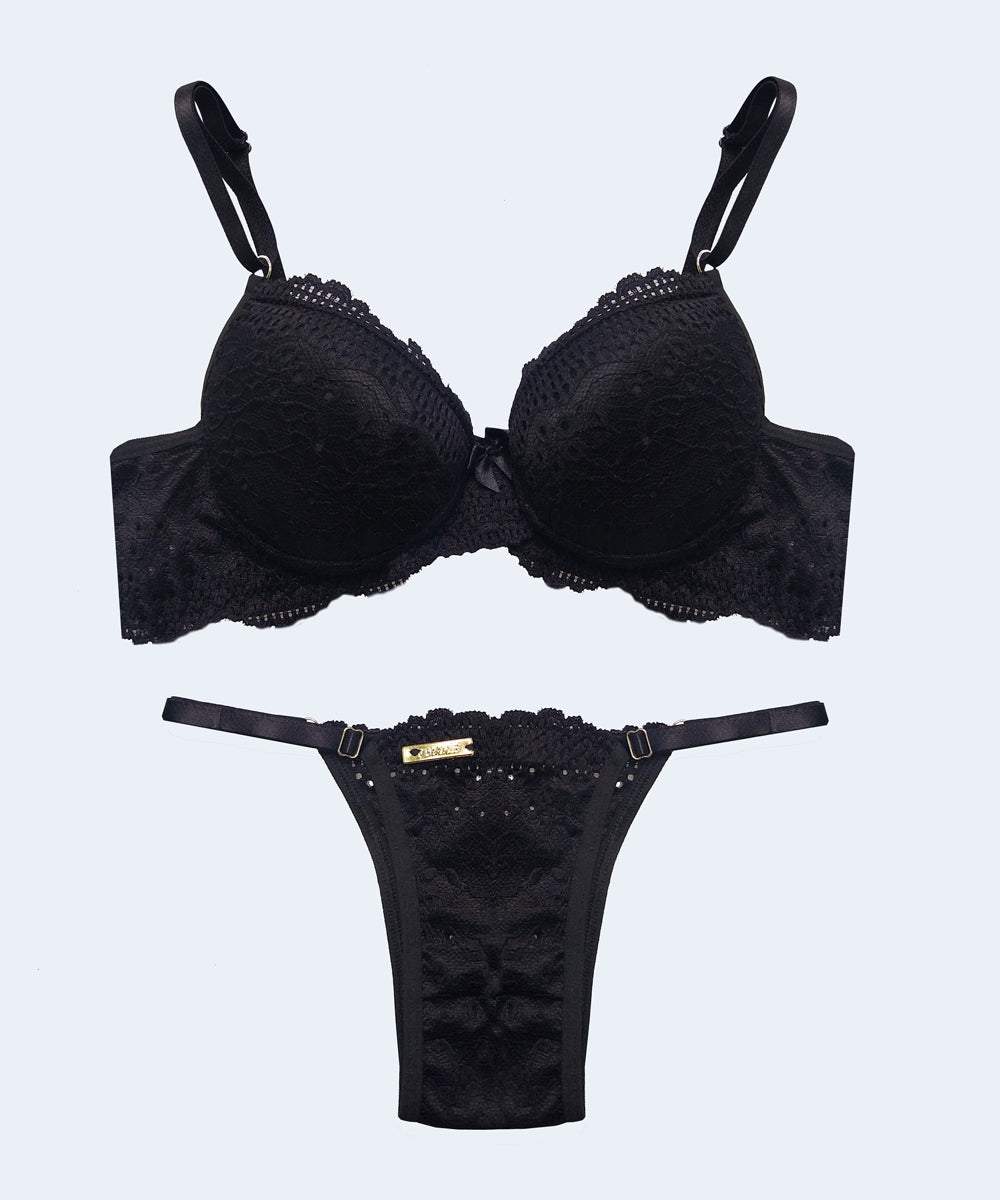Conjunto de Laise com Bojo Calcinha String - FEMME FATALLE