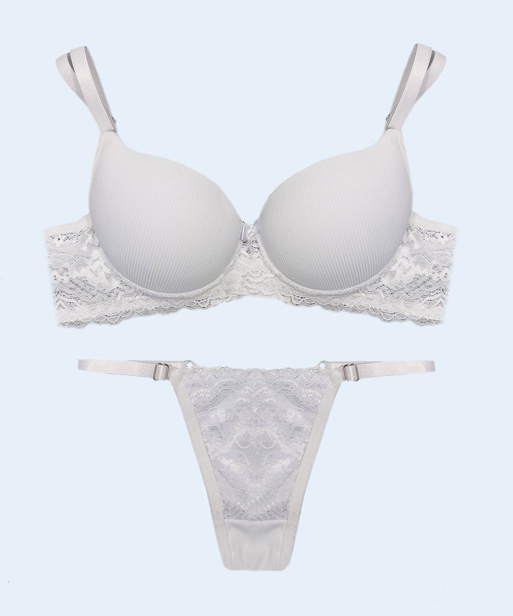 Conjunto Canelado com Renda String - FEMME FATALLE