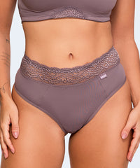Calcinha de Microfibra Fio Dental Duplo Lisa Renda Cos - NAYANE LINGERIE
