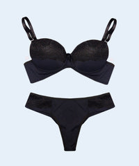 Conjunto Canelado com Renda Biquini Fio Duplo - FEMME FATALLE
