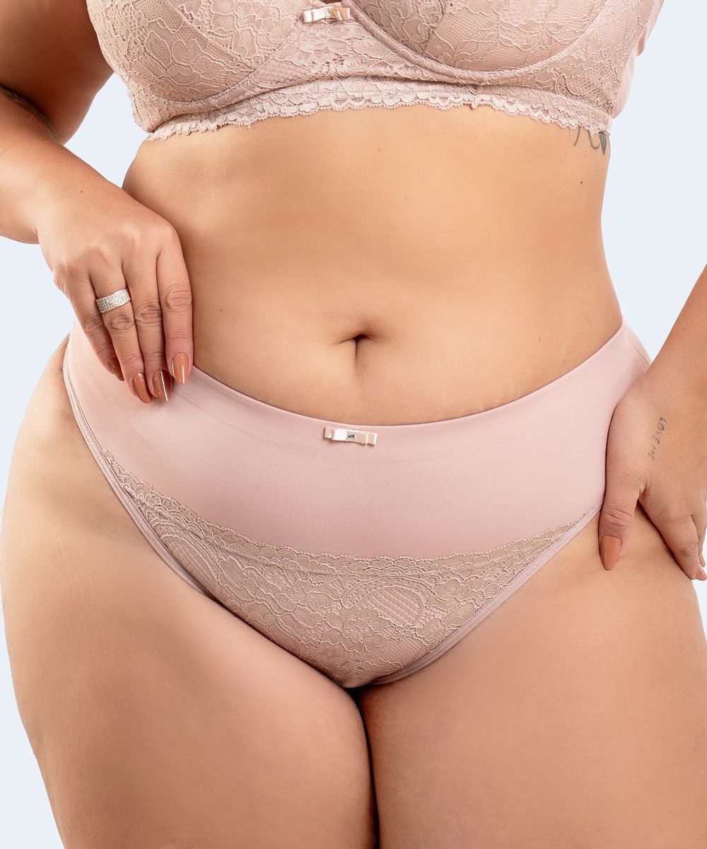 Calcinha Biquini Plus em Microfibra com Detalhe em Renda - SANTA PASSION
