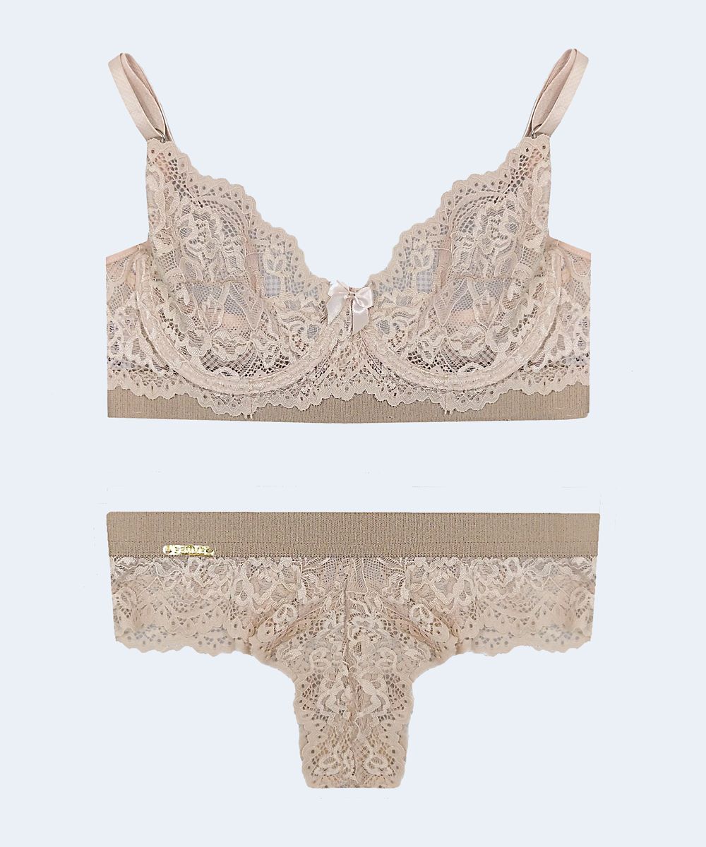 Conjunto de Renda Sem Bojo com Aro e Elástico - FEMME FATALLE