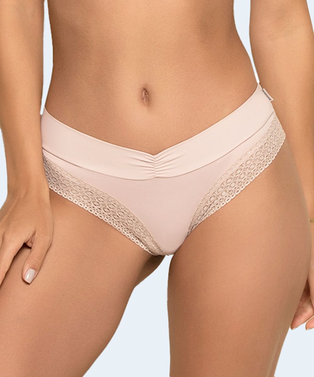 Calcinha Tanga Cavada Microfibra com Renda - NAYANE