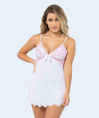 Camisola de Liganete com Renda Bicolor sem Bojo - SANTA PASSION NOITE