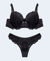 Conjunto de Renda Calcinha Fio Duplo com Microfibra - FEMME FATALLE