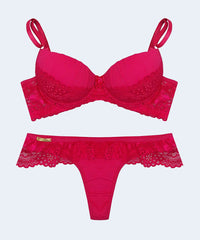 Conjunto de Microfibra com Renda Calcinha Tanga Fio Dental - FEMME FATALLE