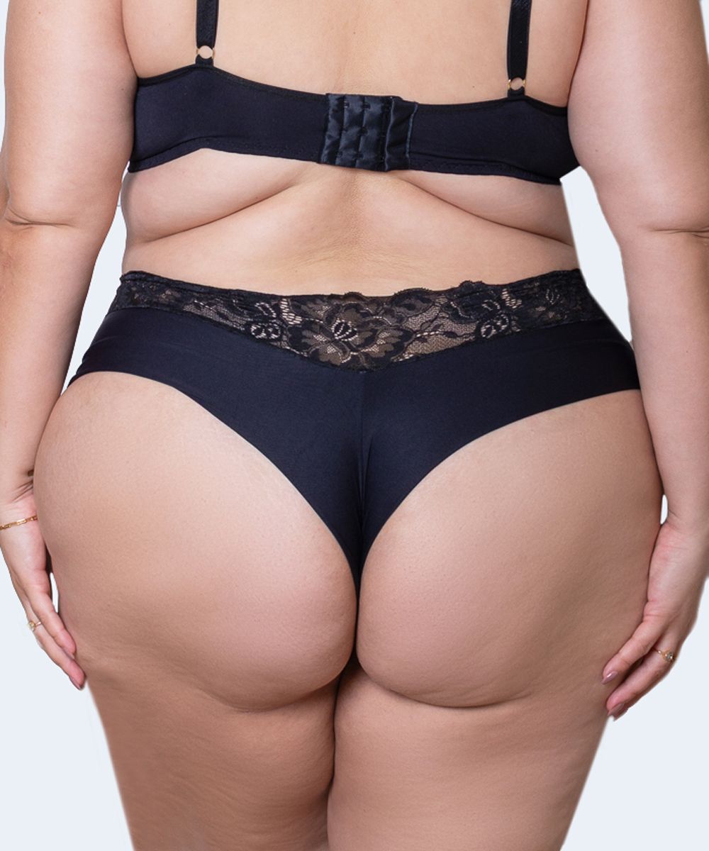 Calcinha de Renda com Microfibra Fio Duplo Plus Size - JACKIE