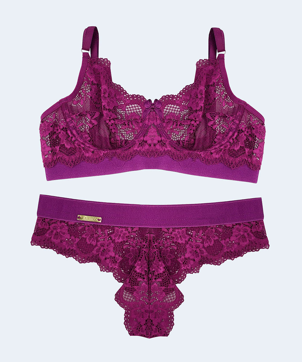 Conjunto de Renda Sem Bojo com Aro e Elástico - FEMME FATALLE