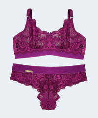 Conjunto de Renda Sem Bojo com Aro e Elástico - FEMME FATALLE