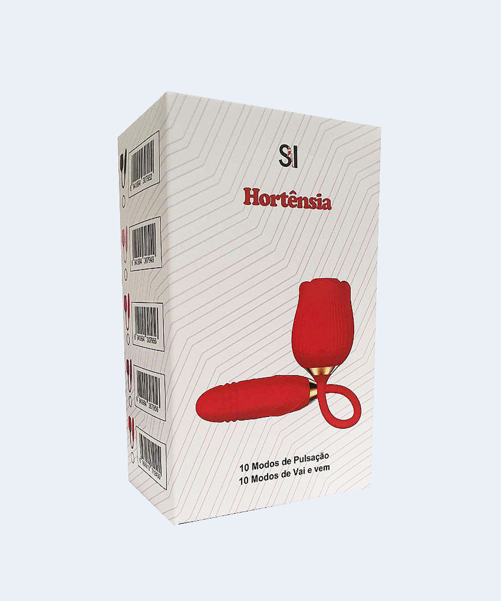 Vibrador de Ponto G e Clitóris com Vai e Vem Formato de Rosa Hortênsia - SEXY IMPORT