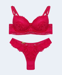 Conjunto de Renda Calcinha Fio Duplo com Microfibra - FEMME FATALLE