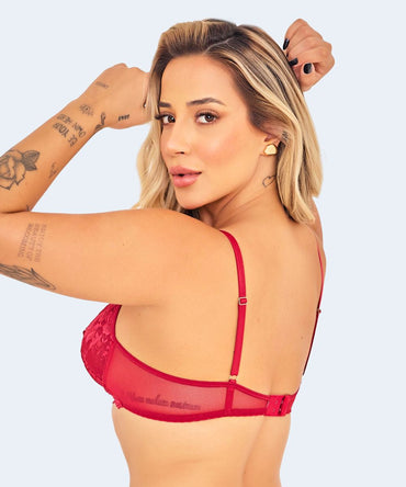 Sutiã de Renda com Detalhe de Tule sem Bojo e com Aro e Biju - JACKIE