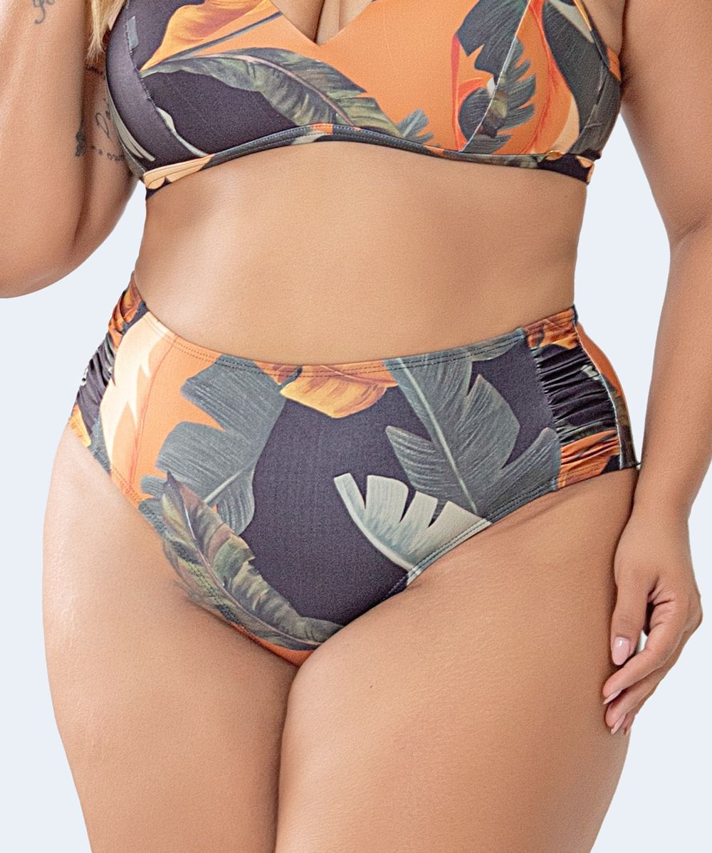 Tanga Alta Drapeada Fio Duplo Plus Size FAMILIA ESTAMPADA - PATHY