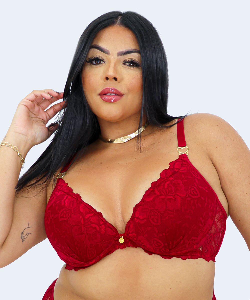 Sutiã com Bojo com Detalhe Coração Plus Size - JACKIE