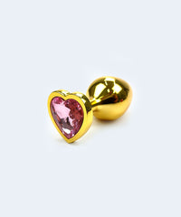 Plug Anal Dourado M com Pedra de Coração - SEXY IMPORT
