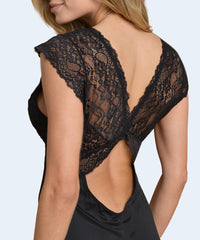Camisola de Microfibra com Renda Larga Ombro - SANTA PASSION NOITE