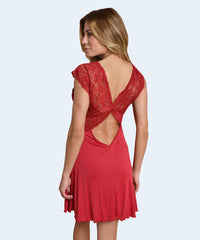 Camisola de Microfibra com Renda Larga Ombro - SANTA PASSION NOITE