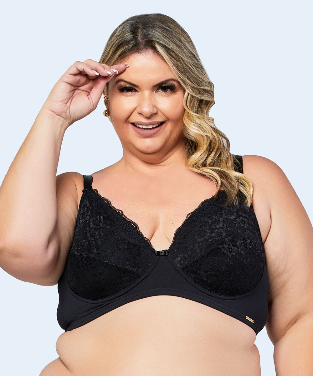 Sutiã De Microfibra Com Renda Sem Bojo E Sem Aro Plus Size - SANTA PASSION