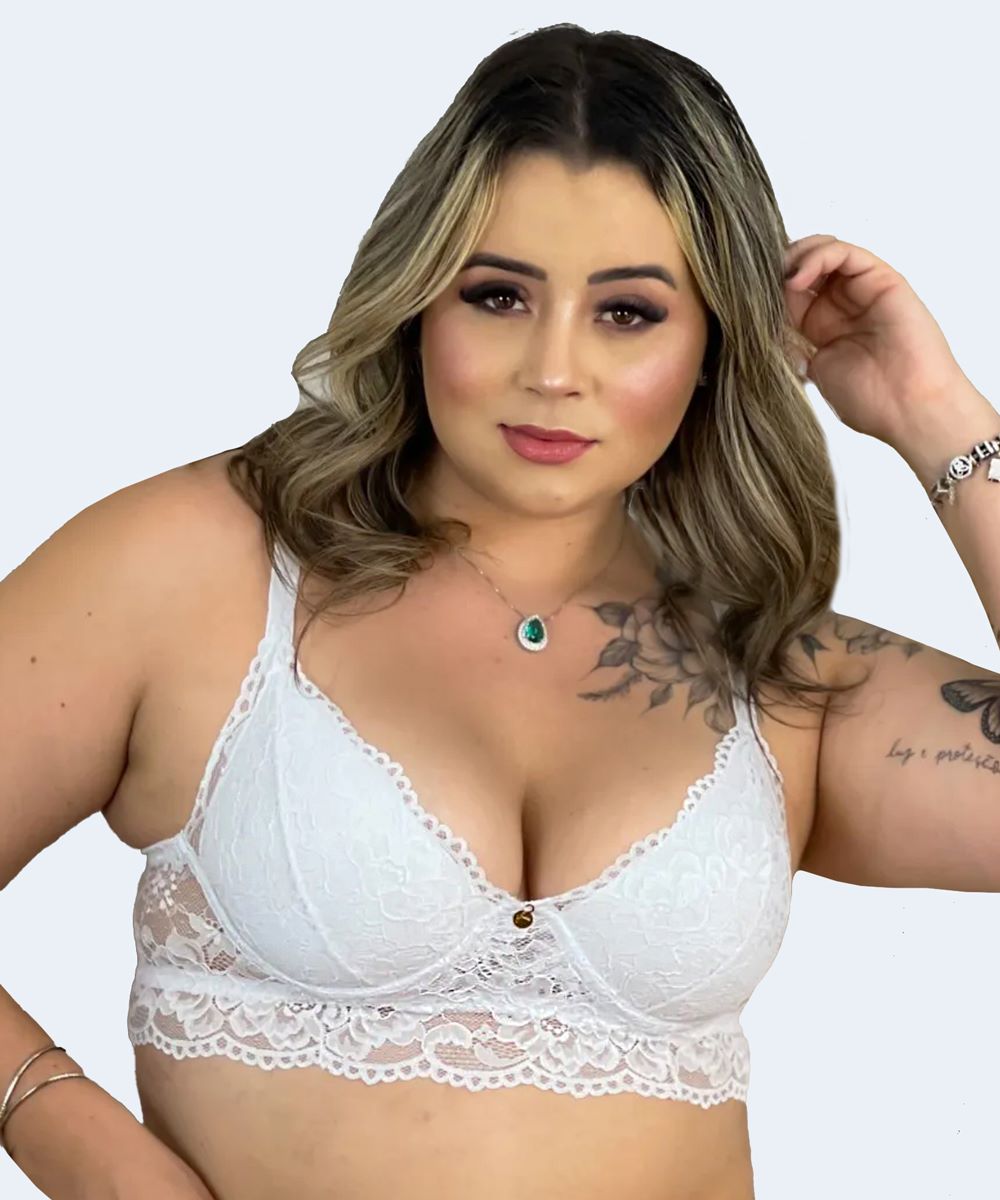 Sutiã sem Bojo com Aro Plus Size com tiras nas Costas - JACKIE LINGERIE