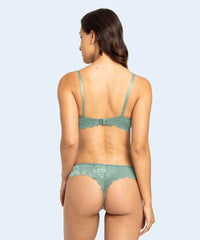 Conjunto de Renda com Cetim Calcinha Renda Fio Dental - FEMME FATALLE
