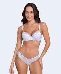 Conjunto de Renda com Cetim Calcinha Renda Fio Dental - FEMME FATALLE