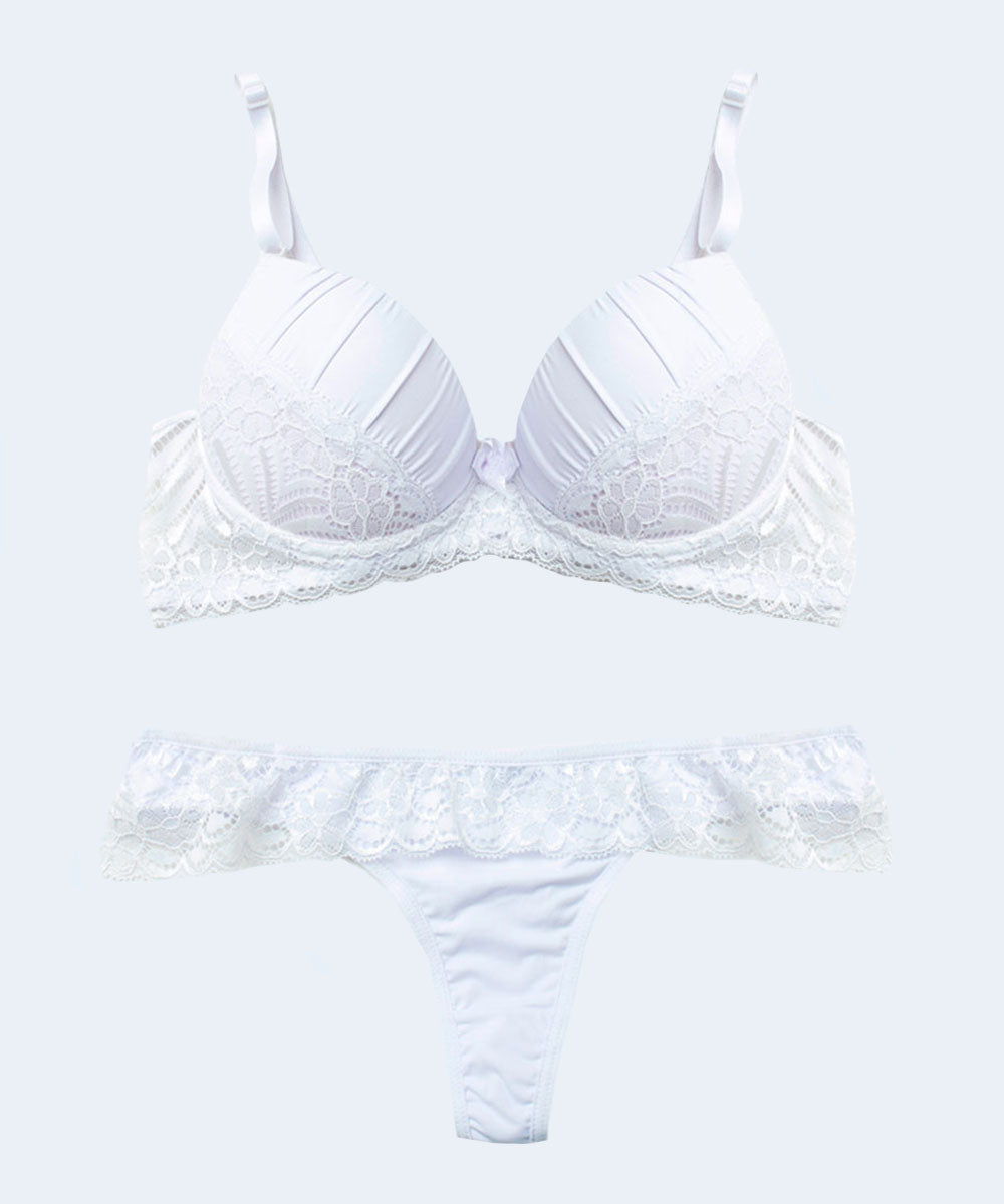 Conjunto de Microfibra com Renda Calcinha Tanga Fio Dental - FEMME FATALLE