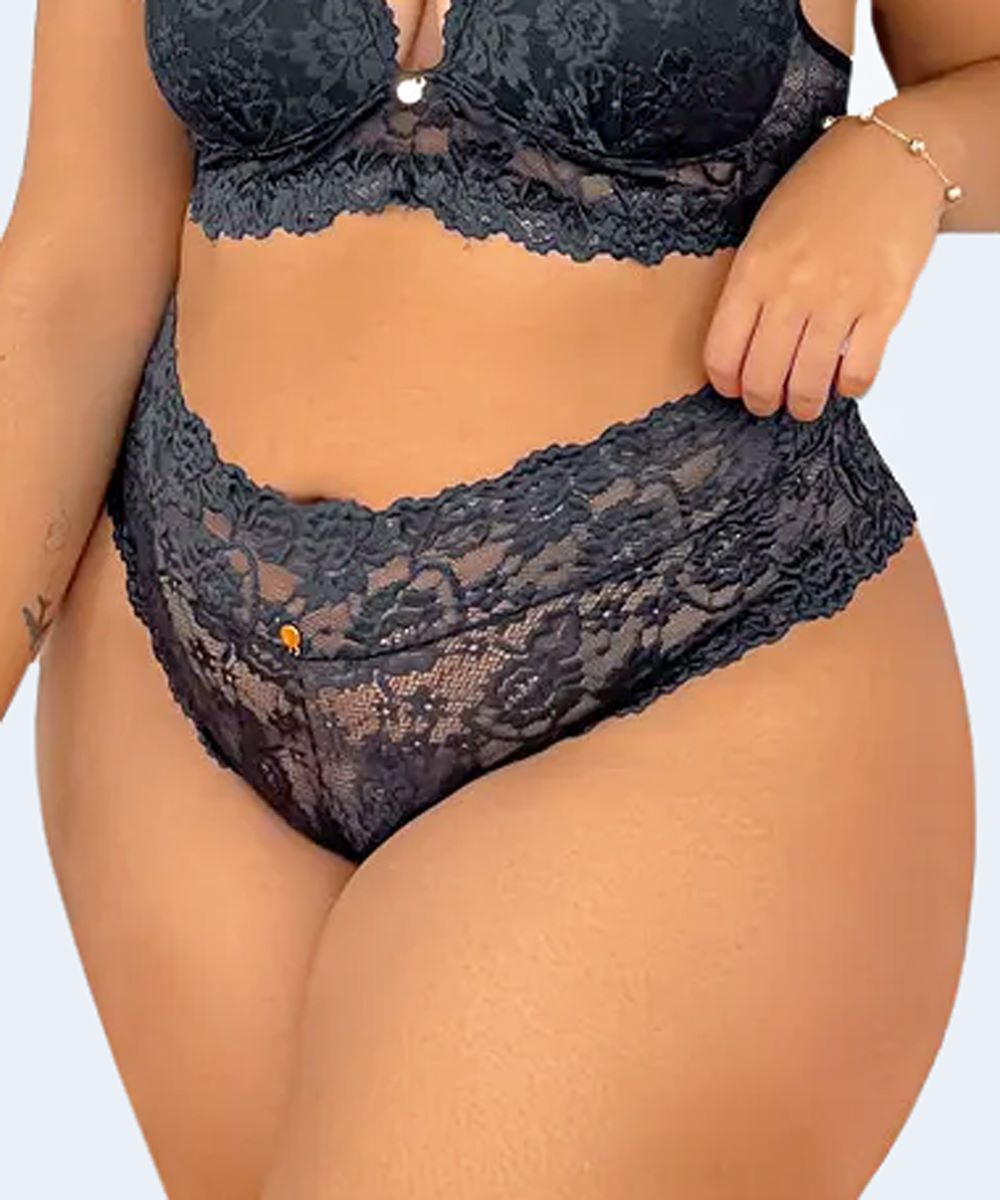 Calcinha Renda Com Costura no Cós Plus Size - JACKIE LINGERIE