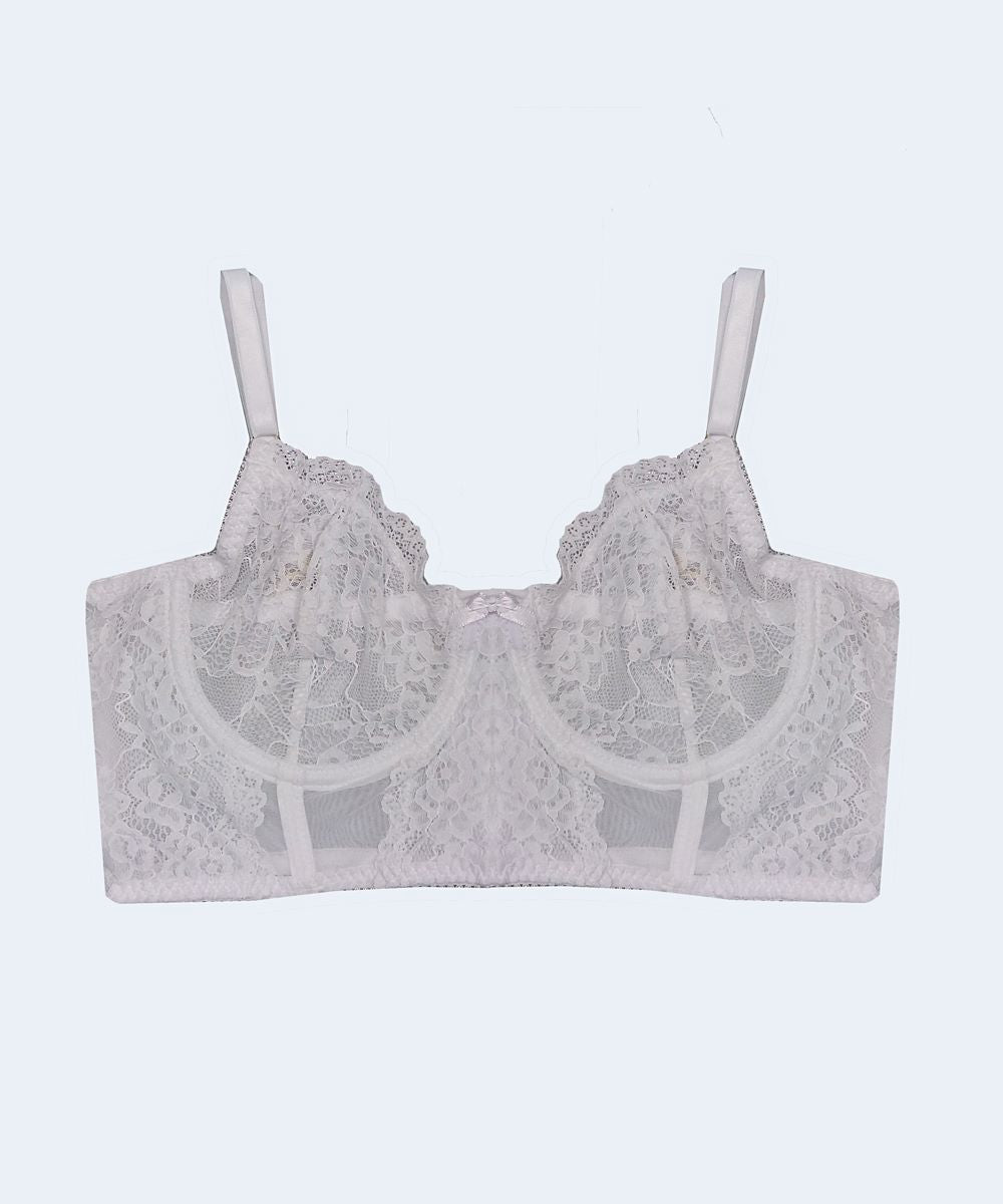 Sutiã Cropped com Renda e Tule sem Bojo com Aro - PATNER
