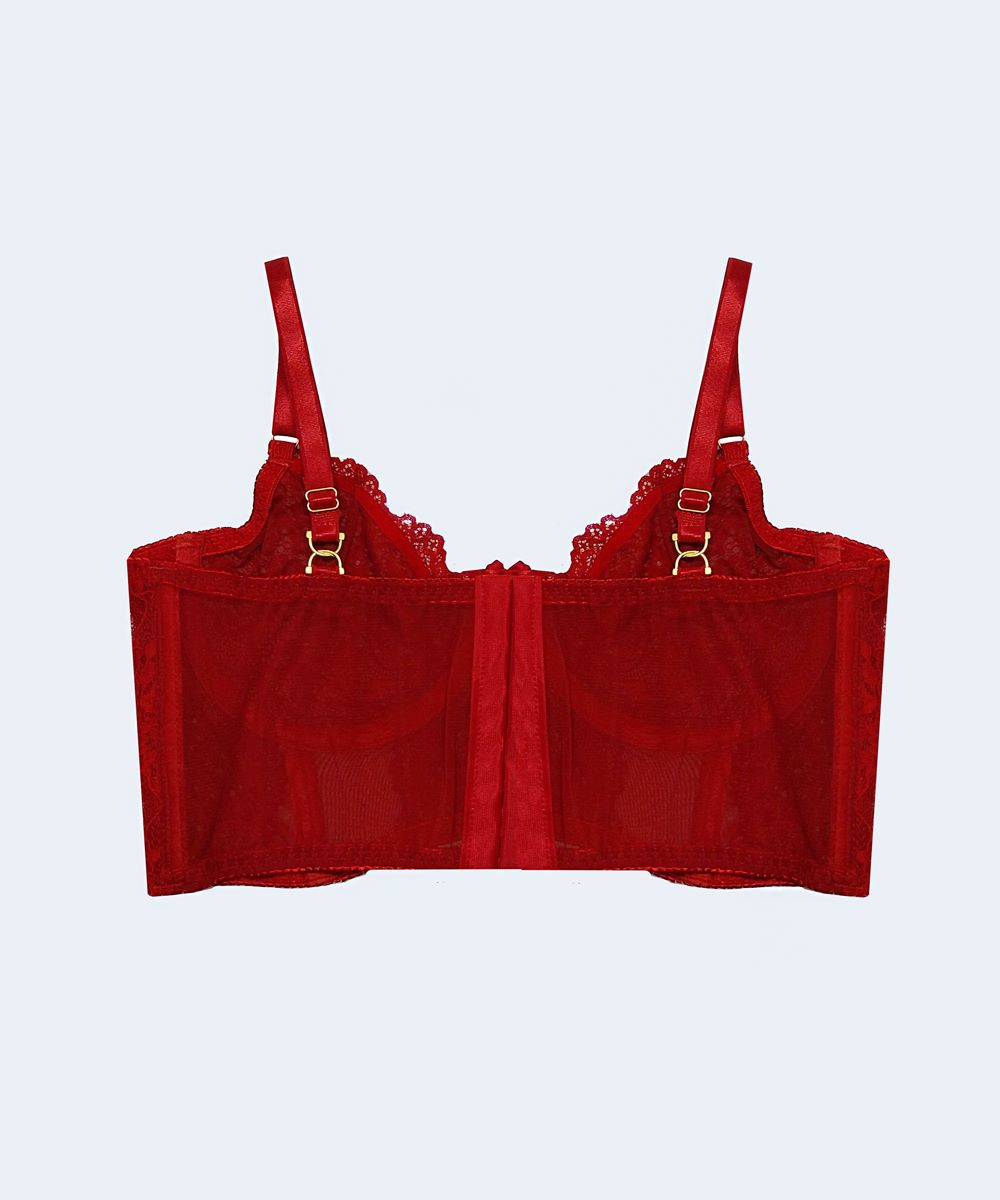 Sutiã Cropped com Renda e Tule sem Bojo com Aro - PATNER