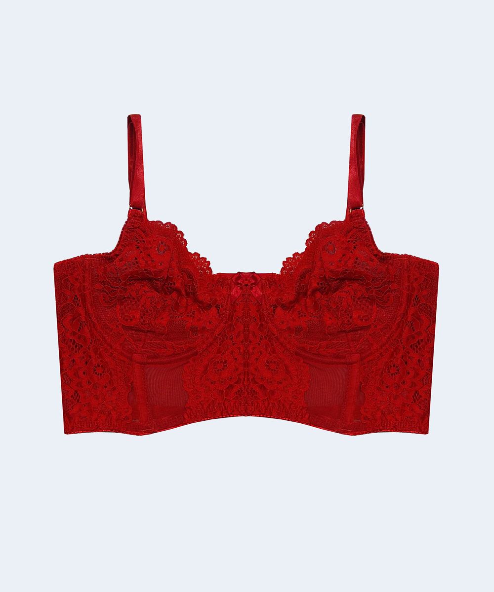 Sutiã Cropped com Renda e Tule sem Bojo com Aro - PATNER