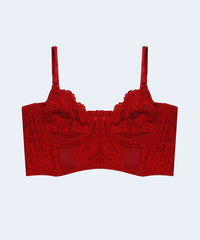 Sutiã Cropped com Renda e Tule sem Bojo com Aro - PATNER