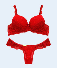 Conjunto de Renda com Tule Poá Calcinha Fio - FEMME FATALLE