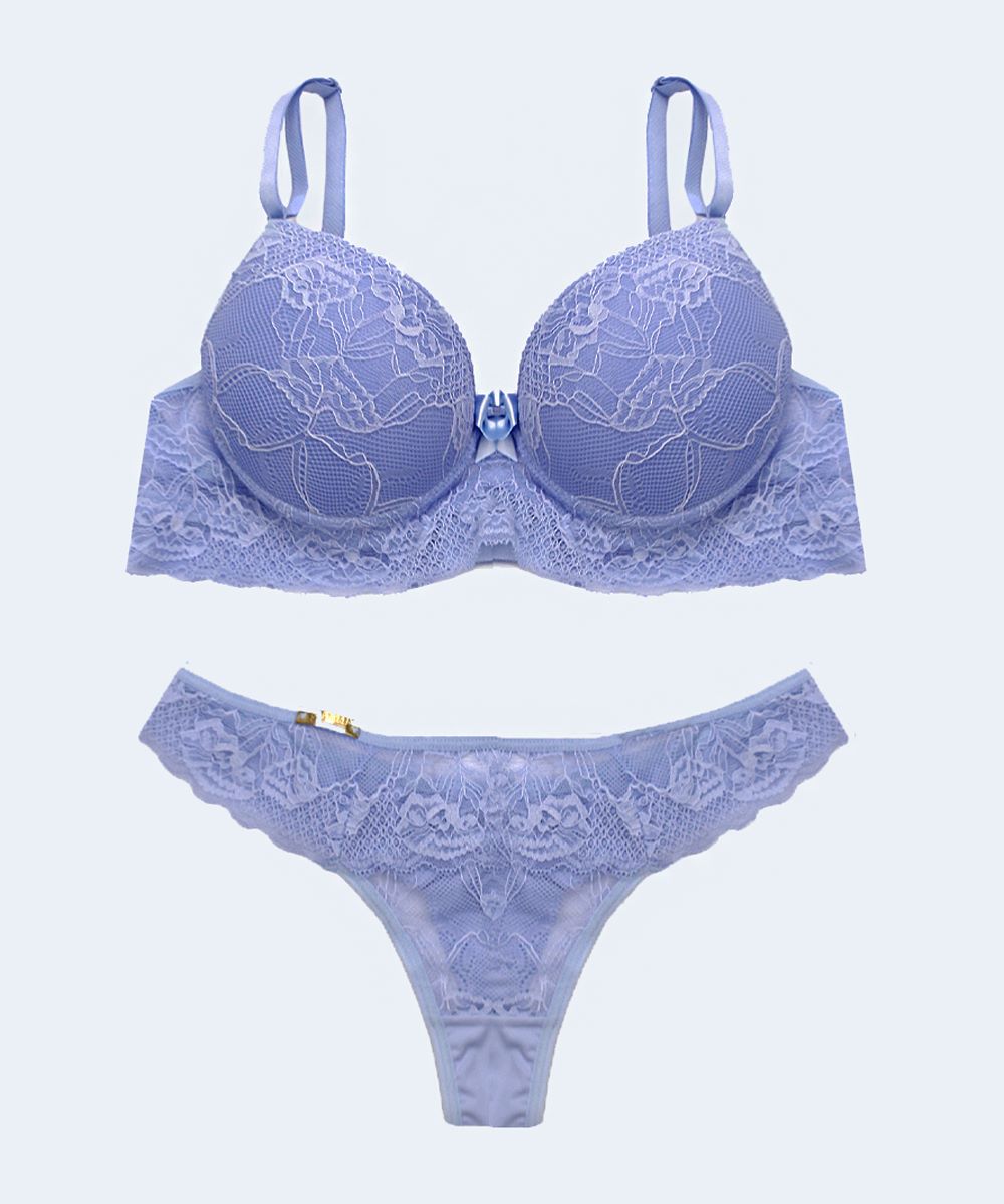 Conjunto de Renda Calcinha Fio Duplo com Microfibra - FEMME FATALLE