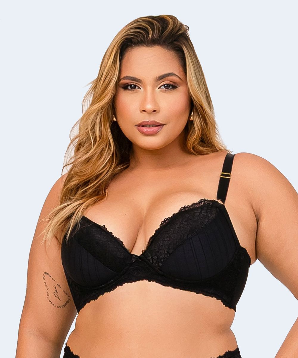 Sutiã Microfibra Trabalhada com base Renda Plus Size - VI LINGERIE