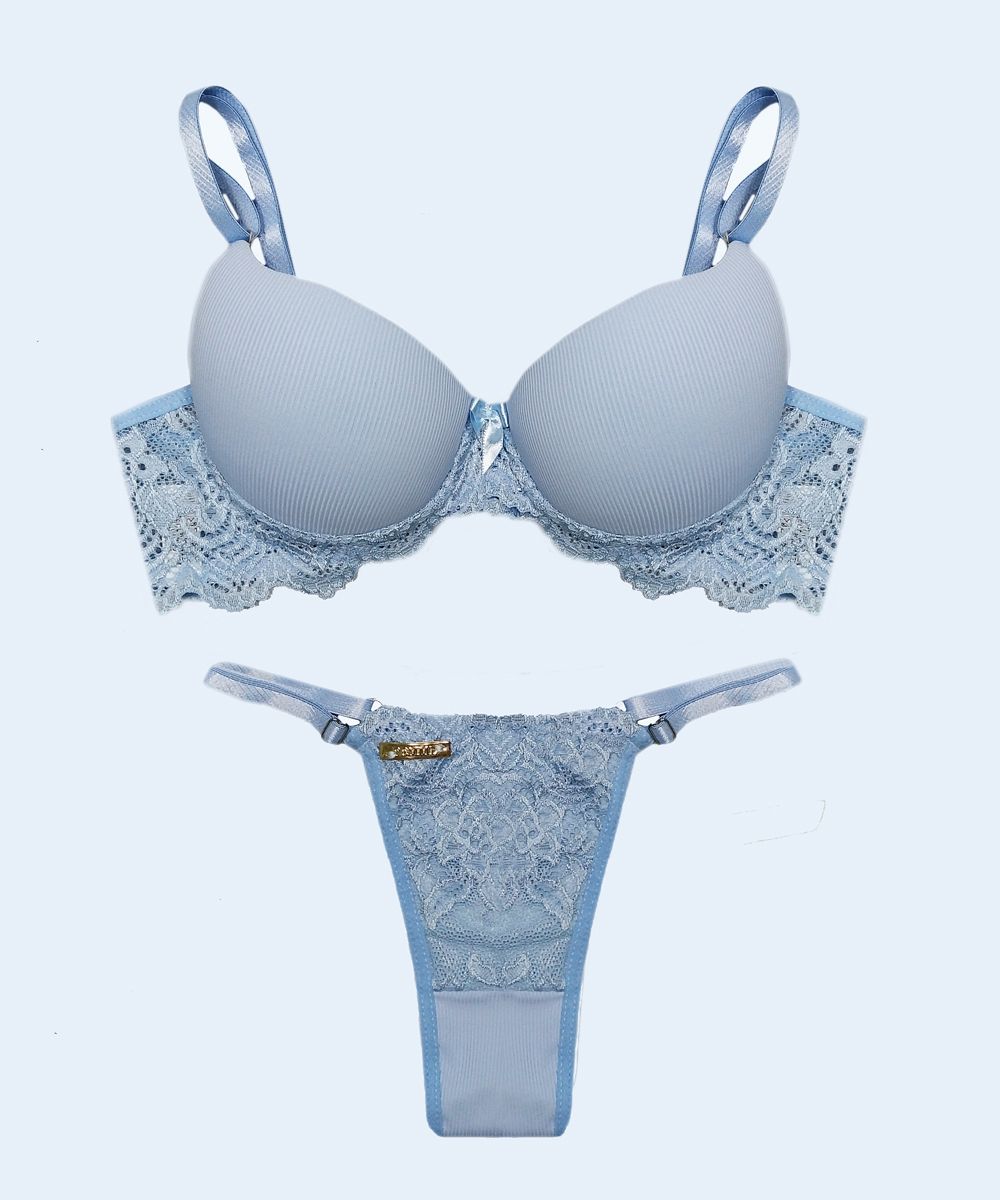 Conjunto Canelado com Renda String - FEMME FATALLE