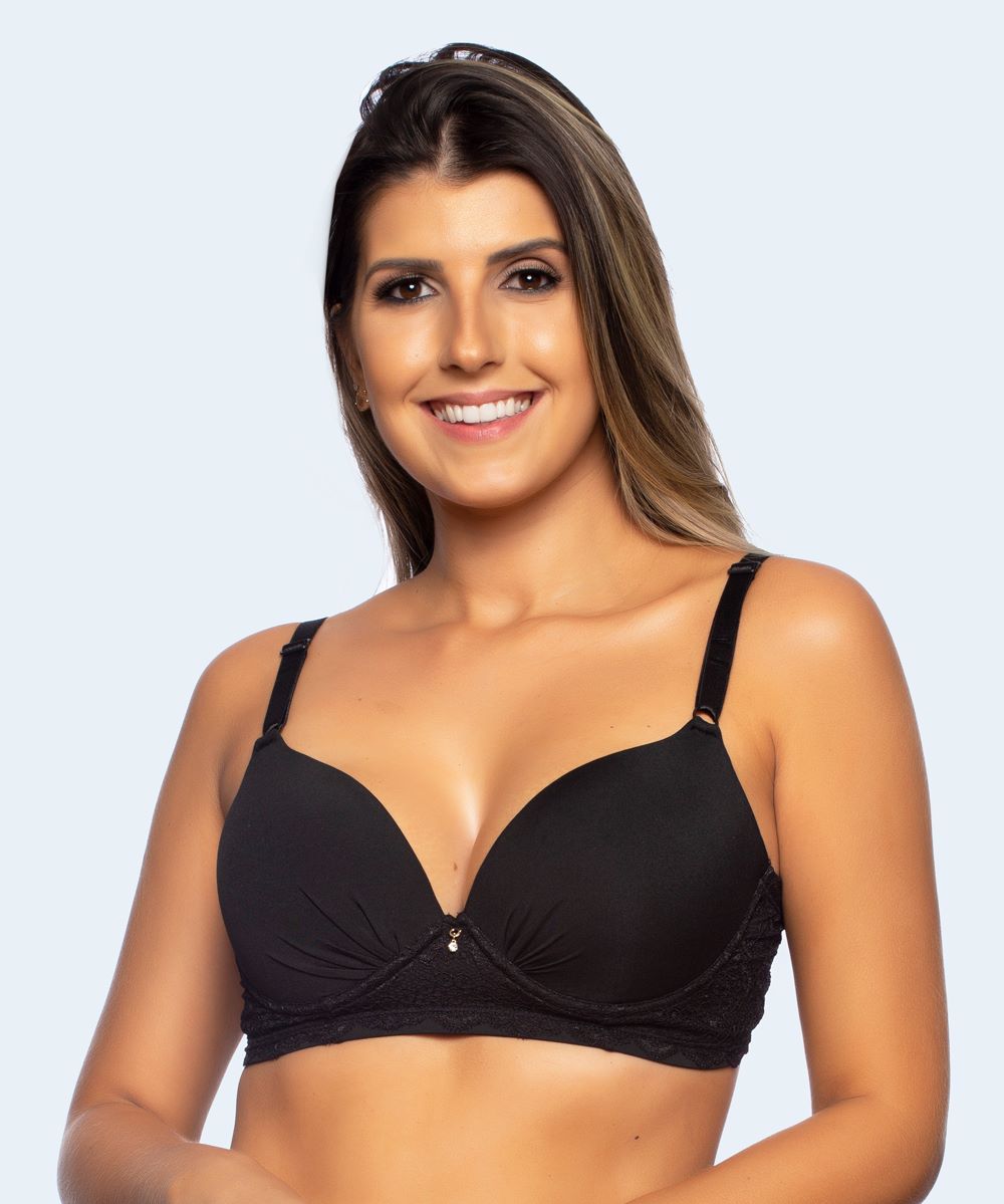 Sutiã de Microfibra com Renda Copa C Slim - SANTA PASSION
